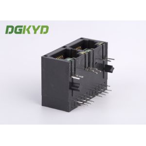 Unshielded black plastic housing CAT5 two port rj45 Female connector 100 BASE -