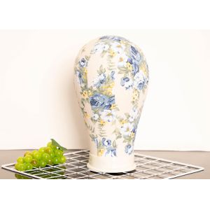 Strong Aging Resistance Pierceful Canvas Wig Head Blue Floral Color