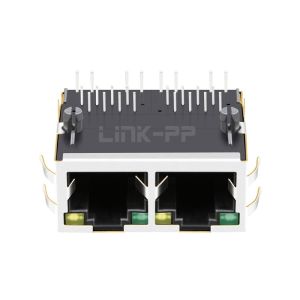 LPJ21014BHNL 10/100 Base-T 1x2 Port Integrated RJ45 Connectors Tab Up Green