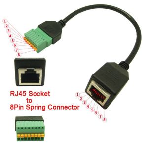 RJ45 8P8C Connector to 8 Pin Screw Terminal Block Adapter 30cm Long for Security