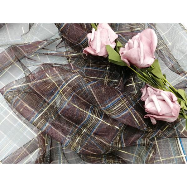 145CM Digital Checker Tulle Foil Printed Fabric Child Cloth Lace