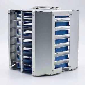 Custom 8 Inch 7 Slot Metal Wafer Cassette , Wafer Carrier With Blue Teflon