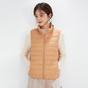 Wholesale Zipper Up Stand Collar Plus Size Premium 90% White Duck Down Vest