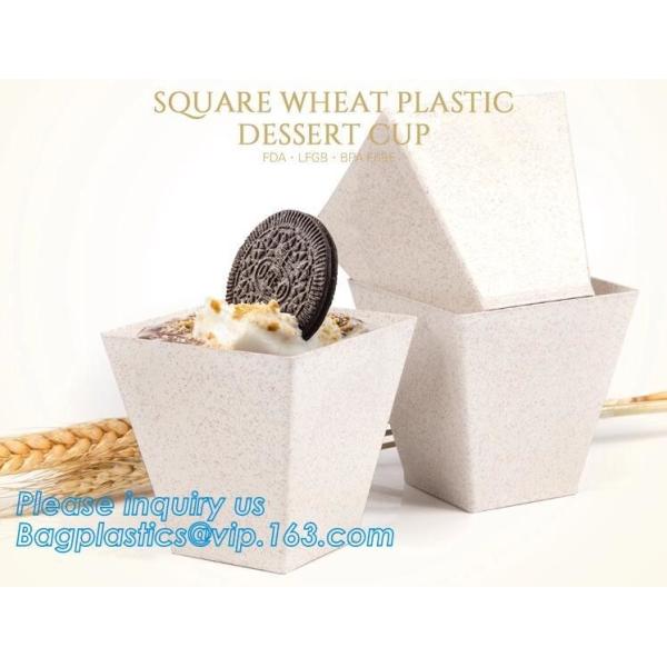 Quality Wheat straw Compostable HEXAGON shape dessert cup,square wheat plastic dessert cup,Pla Plastic Disposable Corn Starch Cu wholesale