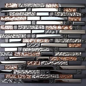 China Black Brown Electroplate Crystal Glass Mosaic Tile For Kitchen Fireplace Decor on sale
