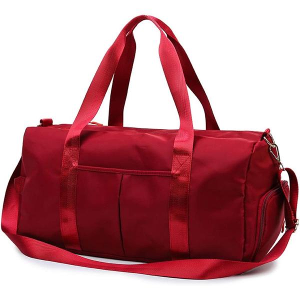 Red Large Sports Gym Weekender Training Swim Yoga Travel Bag with Wet Pocket and Shoes Compartment