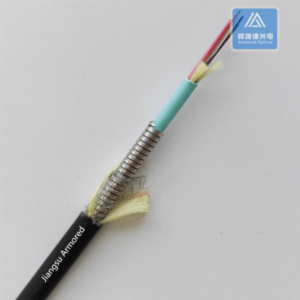 12 Cores Multi Mode Spiral Armored Fiber Cable 7.5mm Black TPU Rodent Resistant FTTH Micro Armored Cable