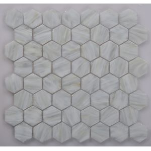 Cheap H4429 Hexagonal Shape Iridescent Glass Mosaic for sale