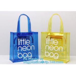 handle colorfull bag pvc zipper bag, Custom PVC Loop Handle Image Printed