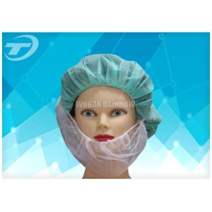 China Blue / White Nonwoven PP Disposable Beard Cover with Single Elastic 9gsm , 18*8 on sale