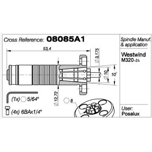 M320-24 WW Air Bearing Spindle Drill Collet 1/8" CARTRIDGE 11257 / 08085A1