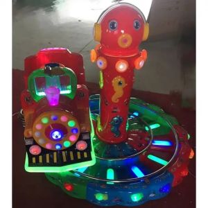 Amusement Park Arcade Carousel Kiddie Ride With Rail Trackless Train