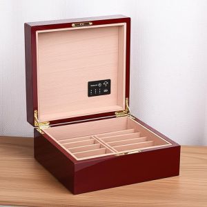 Custom Cigar Humidor Box with Layered Storage Adjustable Humidifier and Digital