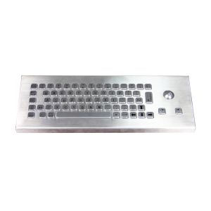 Rugged Industrial Desktop Stainless Steel Metal Keyboard With Optical Trackball