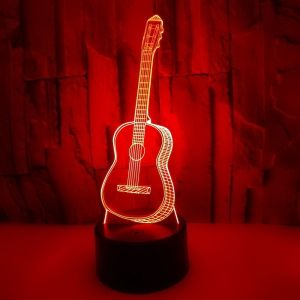 3D led guitar night light seven-color touch visual light creative gift