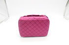 China Rose Red Leather Cosmetic Bags 24cm 8.5cm 17cm Personalised Leather Makeup Bag on sale