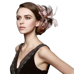 15*30cm Hackle And Goose Feather Mounts With Wire , Flower Feather Headband