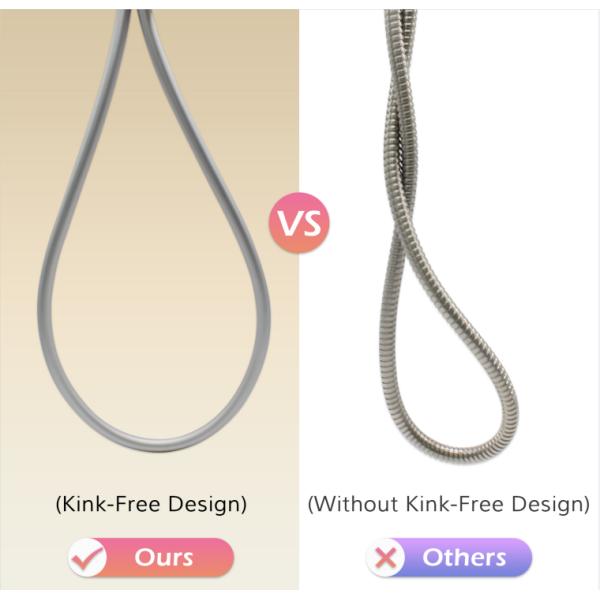 Super Soft Extra Long Kink-Free Silicone Handheld Shower Hose Extension 360 Degree Free Rotation