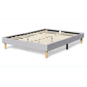 Light Gray Linen Soft Upholstered Bed Frame Without Headboard