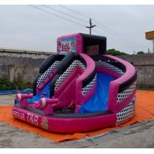 0.55mm PVC Inflatable LOL Bounce House Slide Pink Commercial Rental