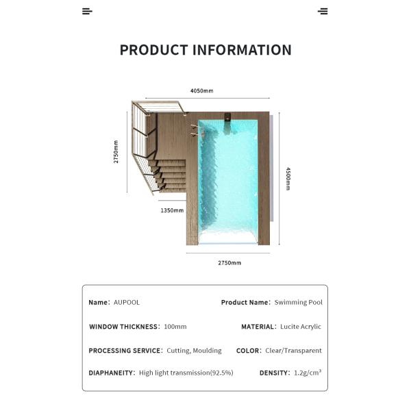 Backyard Prefab Swimming Pool with Above Ground Endless Infinity Design and Air Pump