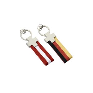 Webbing Strap Leather Key Holder Rectangle Iron Keyring Pantone Color