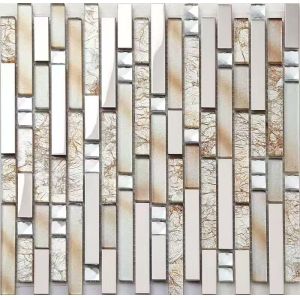 Long Strip Mix Racked Crackle Ice Crystal Glass Mosaics Use for Wall Backsplash