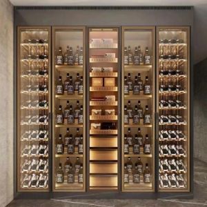 Custom Metal Wine Cabinets And Wine Rack Shelf With Cooler