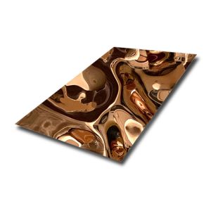 AISI Water Wave Stainless Steel Ceiling Panel Champage Gold Coated 304 Mirror