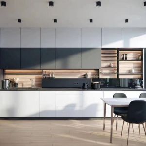 Versatile MDF Modular Wood Kitchen Cabinet Collection Durable Trendy