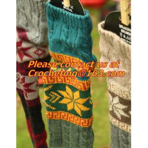 winter leg warmers loose socks wool blend button down pierced decoration boot