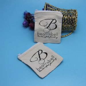 Small Size Natural Color Zipper Makeup Bag , Jewelry Blank Canvas Zipper Pouch