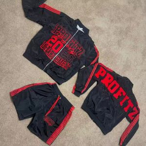 Custom Men Sets Two Piece Custom Dtg Print Zip Up Nylon Two Piece Joggers Short