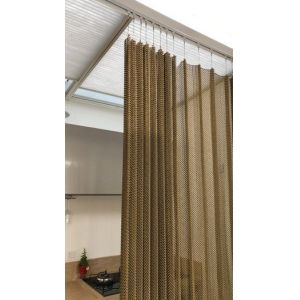 Woven Mesh Curtain Pattern On Metal Coil Drapery Customized Height Incombustible