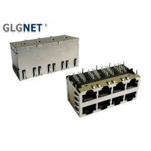 2x4 Rj45 Multi Port Jack 6 U" Gold Plating RoHS Compliant For Industrial
