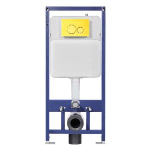 Bottom Inlet Full Frame Concealed Cistern with Silver Finish Push Button Flush