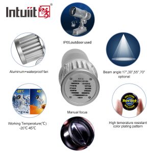 60W LED Zoom Exterior Gobo Logo Projector Big Angle Image Advertising Rotator