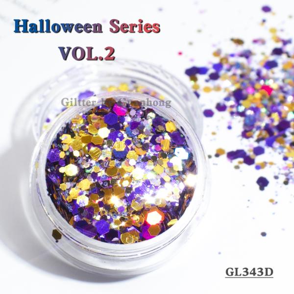 Mixed Holographic Rainbow Glitter Hexagon Halloween Tumbler Ornament