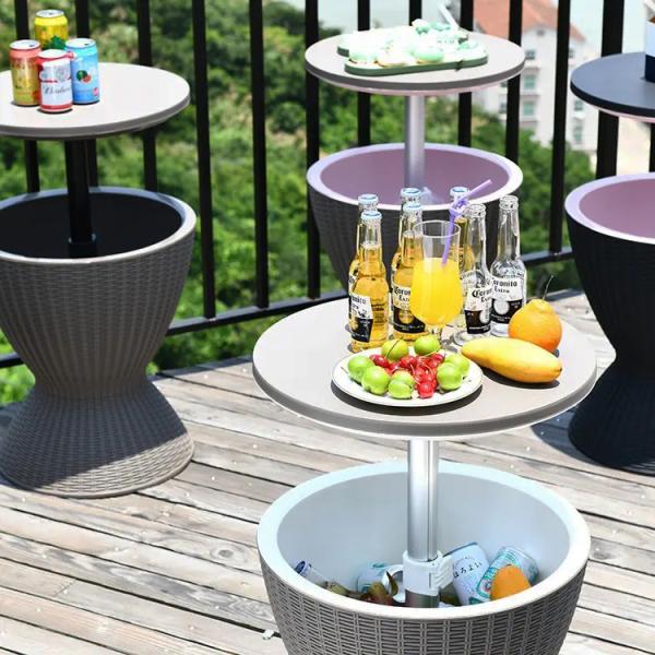 Versatile Ice Cooler Lift Top Table for Outdoor Camping Picnic Beach Cafe Bistro Garden