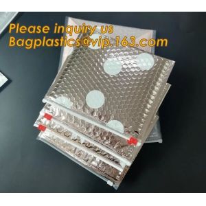 Factory Shiny Rose Gold Silver Cosmetic Zipper Bubble Bag Self Adhesive Plastic