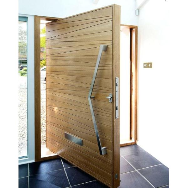 Quality Modern Front Door Solid Wood Pivot Entry Door With Frosted Glass wholesale