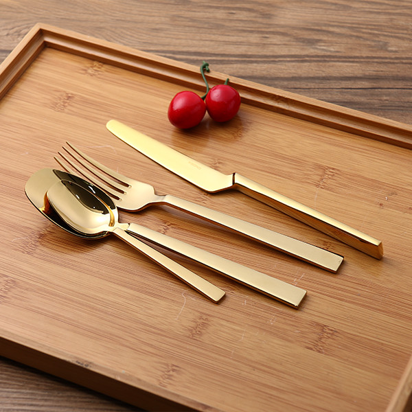 Quality Integrated Forged Rustproof Square Handle 1810 Stainless Steel Flatware wholesale