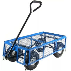 Mesh Structure Heavy Duty Garden Cart with Removable Sides and Durable Rubber Tires