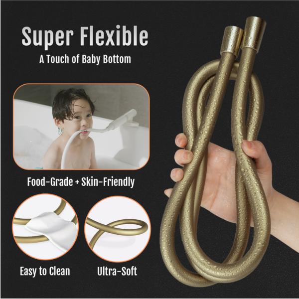Food-Grade Silicone Shower Hose Attachment for Handheld Shower Head, Kink-Free Shower Head Hose Extension
