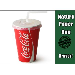 Cheap 12oz Double PE Coated Cold Paper Glass With Lid / Flexo Print for sale