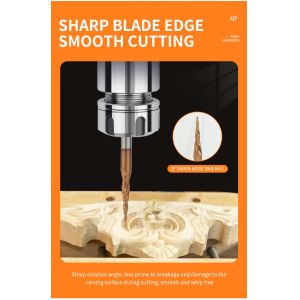 High Quality Coated CNC Wood Router Bit Carbide 2 Flute 4mm 6mm 8mm Taper Ball