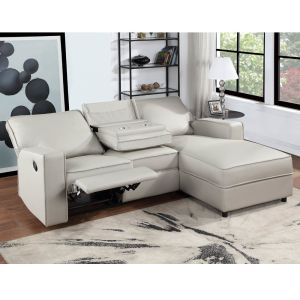 Sectional Sofa with 1 Rechliner Seat and Dropdown Table and Push Back Chaise,
