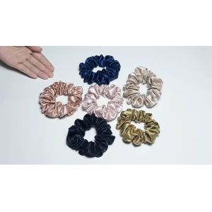 China Double Side 25mm Mulberry Silk Scrunchies For Hair Private Logo on sale