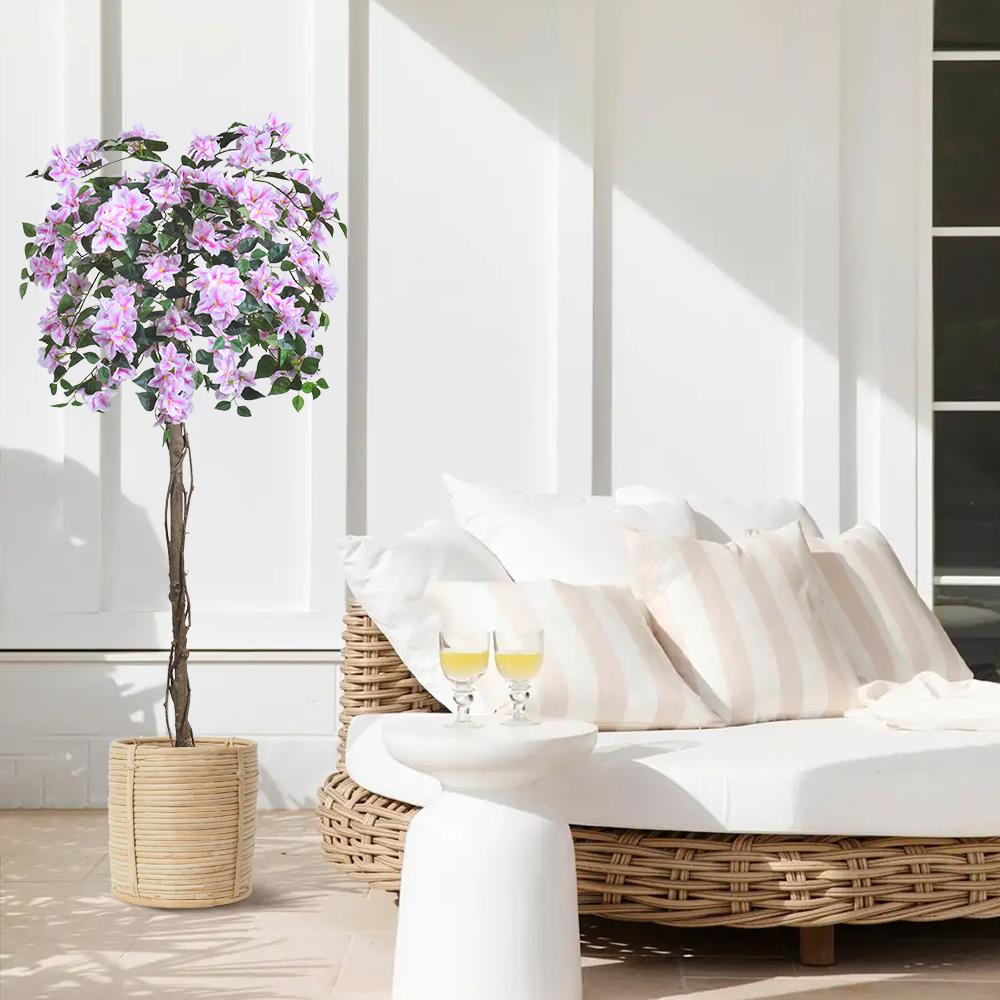 Artificial Light Pink Bougainvillea Tree, 47/63/75 inch, UV Resistant Faux Plant for Outdoor & Indoor Decor, Wholesale Fake Flower Tree