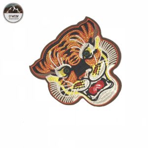 Needlework Crafted Tiger Embroidery Patch , School Logo Large Embroidered Tiger